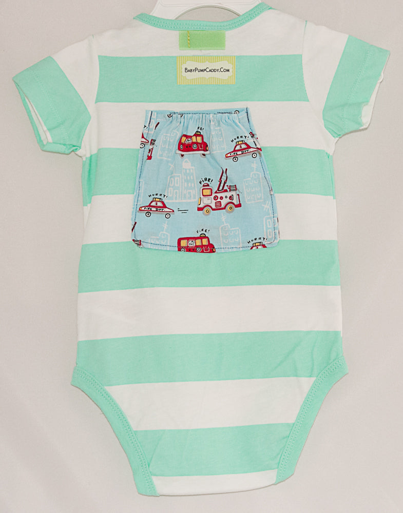 Fireman White with Turquoise Stripe